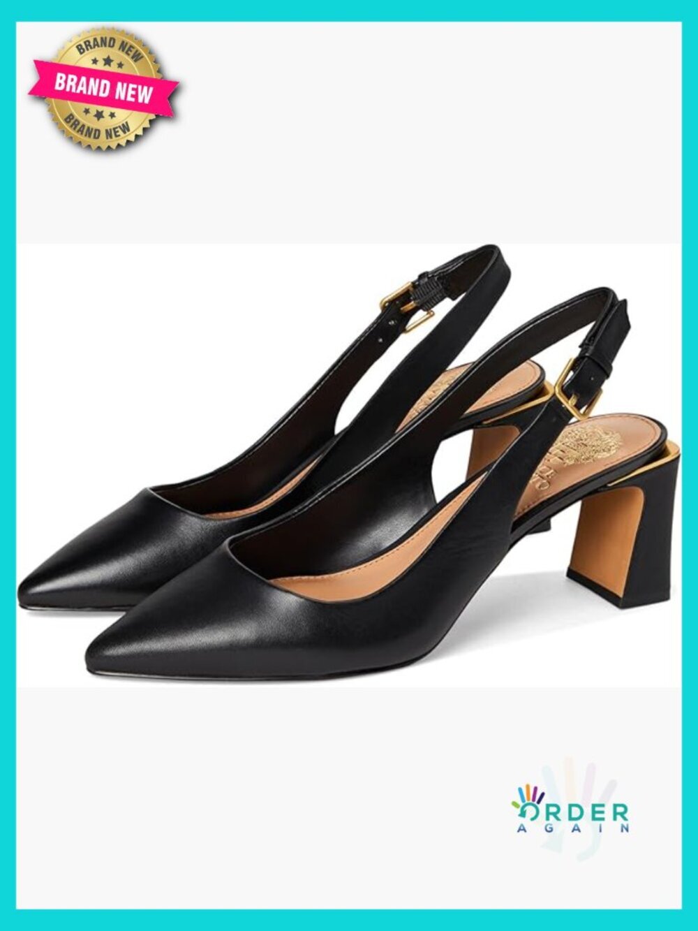Pointed Toe Buckle Slingback Pumps Block Heel Cushioned Insole Party Wear